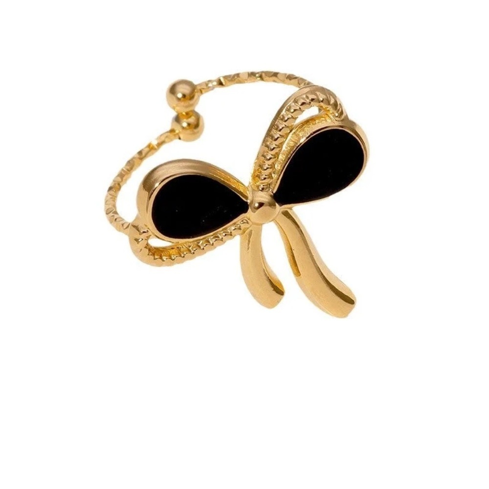 Gorgeous Gold and Black Bow Ring - NWOT - Picture 2 of 4